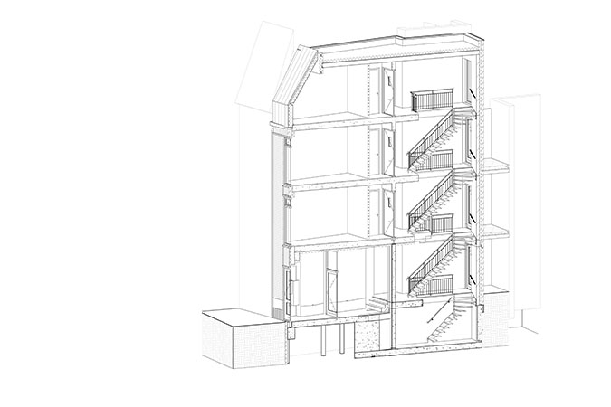 BIM model van de 3 appartementen met parkeerkelder in de Bitterstraat te Zwolle