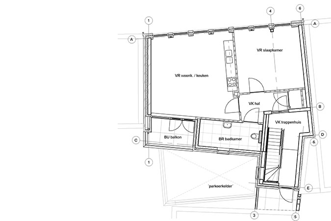 Plattegrond van de 3 appartementen in de Bitterstraat te Zwolle